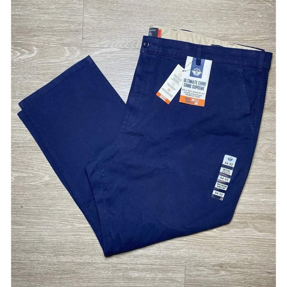 Dockers Ultimate Chino Smart 360 Flex Navy Blue‎ Pants Men Size 54x32 Flex Waist